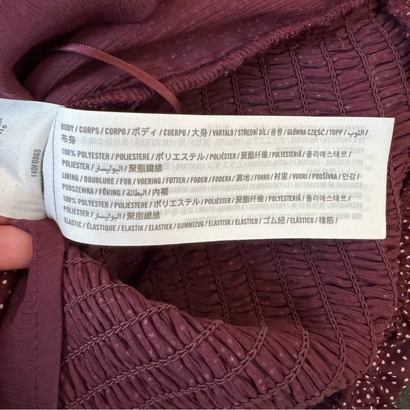 Abercrombie & Fitch maroon white polka dot long sleeve square neck top - Picture 4 of 5